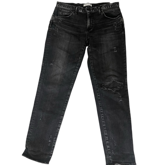 Moussy‎ Vintage Straight Leg Jeans Women's 29  Black Distressed Mid Rise Denim - Picture 1 of 13